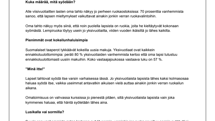 Kysely: Taaperot tahtovat syödä itse!