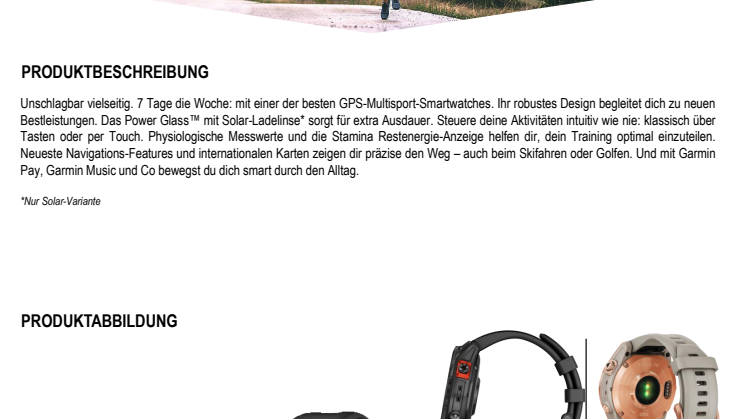 Garmin Datenblatt fēnix 7 CE
