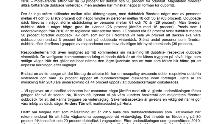 Två av tre vill ha dubbdäck på hyrbilen