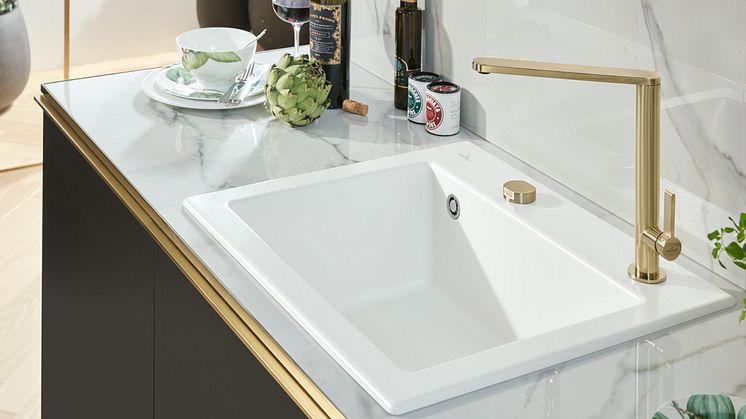 L' émail mat TitanGlaze de Villeroy & Boch – la nouvelle nuance tendance Stone White pour tous les éviers en céramique