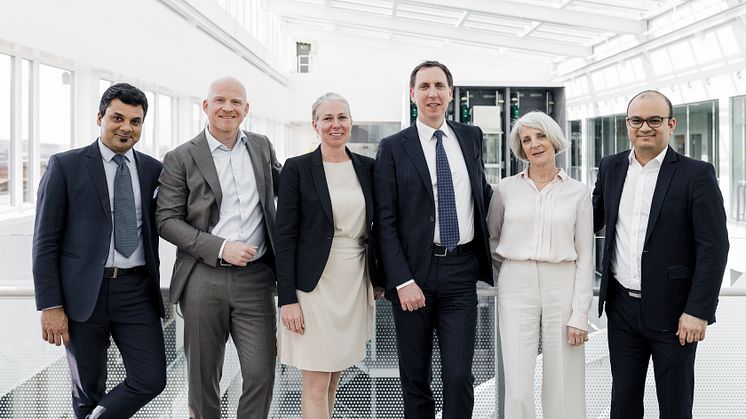 Från vänster, Kiran Shah, Capgemini, Johan Brauhn, Skandiabanken, Kristina Tånneryd, Skandiabanken, Christophe Bonnard, Capgemini, Johanna Cerwall, Skandiabanken och Rakesh Kapoor, Capgemini