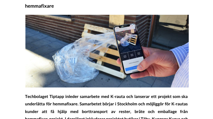 Tiptapp inleder samarbete med K-rauta för att göra det enklare för hemmafixare