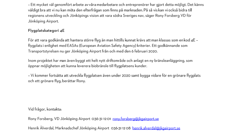 Jönköping Airport är redo för större flyg.