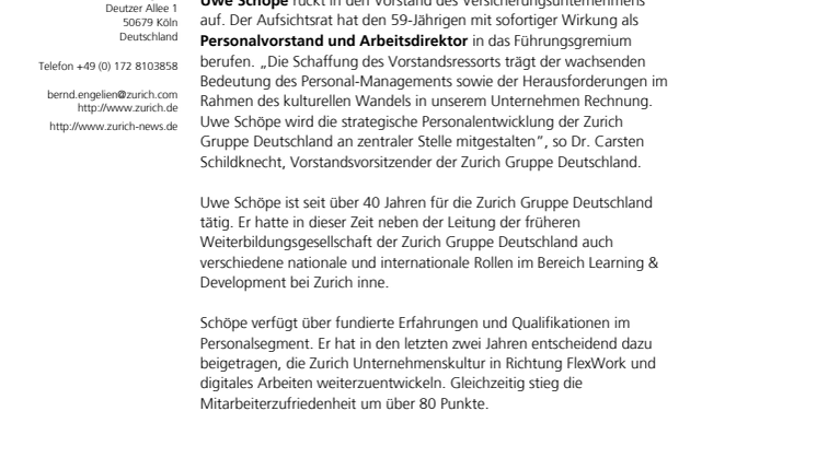 Zurich Personalchef rückt in den Vorstand auf