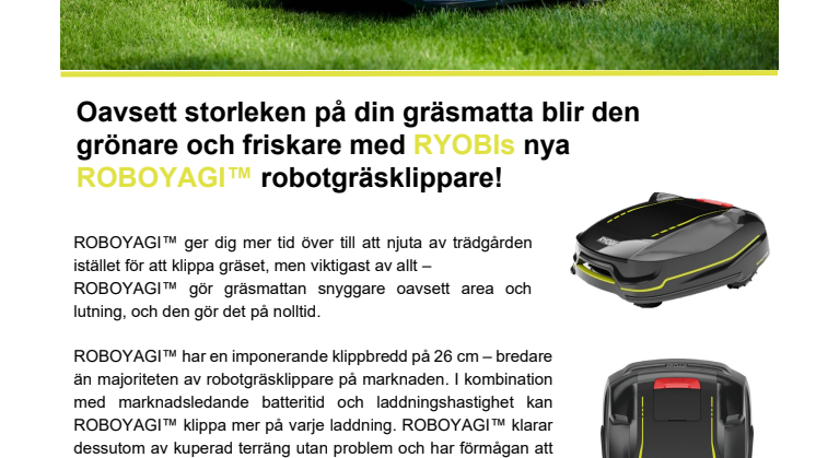 ROBOYAGI - Klassledande robotprestanda från RYOBI 