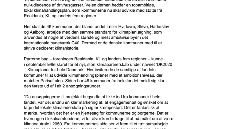 Pressemeddelelse fra DK2020