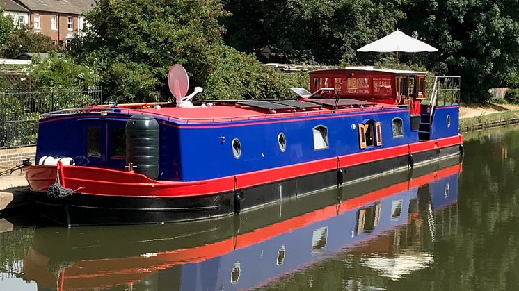 Hi-res image - Fischer Panda UK - Elton Moss-built 70ft Kingsley barge Sacred has a Bellmarine electric propulsion system and Fischer Panda AGT 13kW 48v DC generator installed