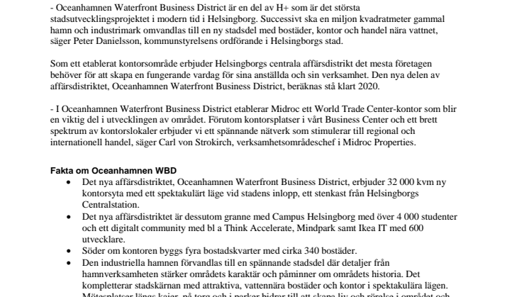 Midroc utvecklar World Trade Center i Oceanhamnen, Helsingborg