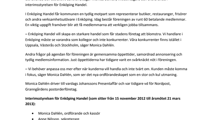 Ny organisation ska få fart på handeln i Enköping