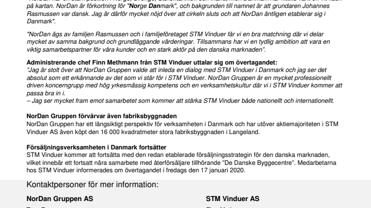 ​NorDan Gruppen Expanderar med förvärv i Danmark
