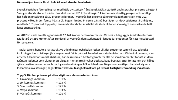 Mäklare i Västerås: ”Vi är på stark framfart som studentstad”
