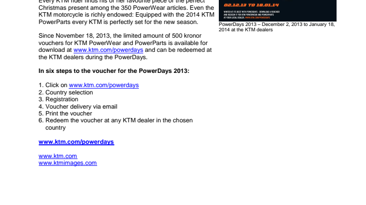 VOUCHER FOR THE KTM POWERDAYS 2013!