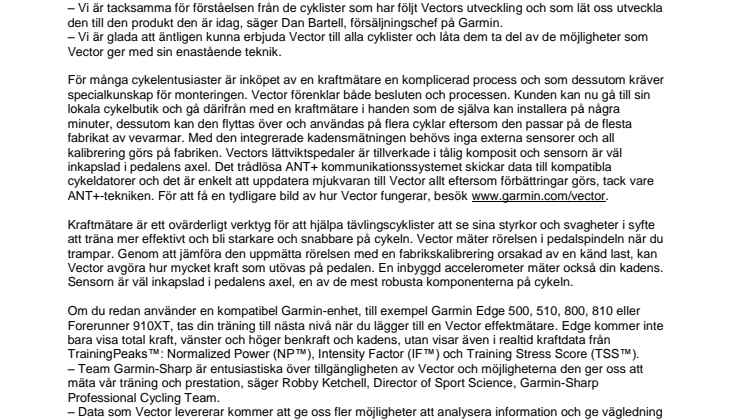 Mät det som är viktigt med Garmin Vector