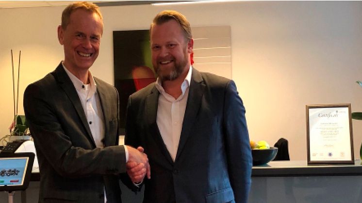 Håkan Lord CEO SoftOne Group och Christian Borell CEO FDT System och vvd Elon Group