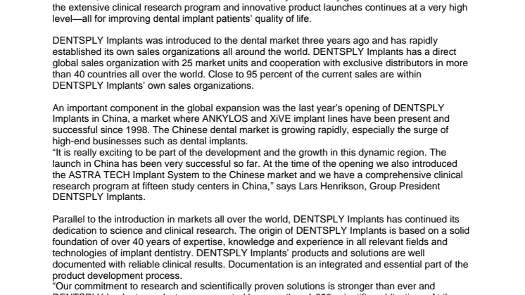 DENTSPLY Implants—continuous commitment to innovation, science and clinical research