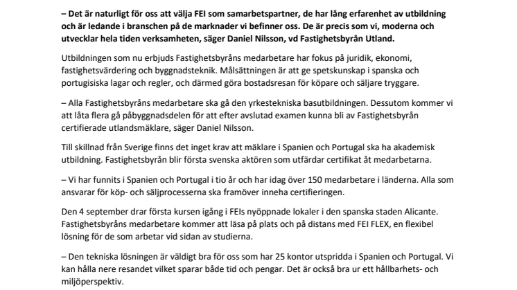 Nu ska FEI utbilda mäklare i Spanien och Portugal