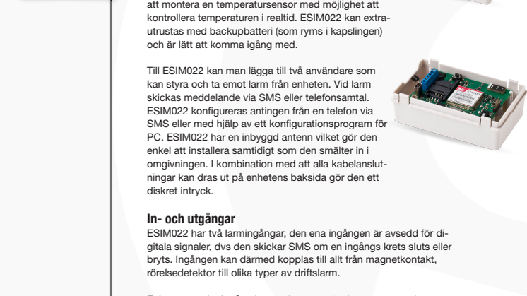 ESIM022 SMS-larm