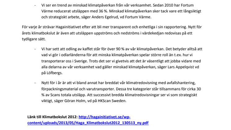 Klimatbokslut leder till minskade utsläpp