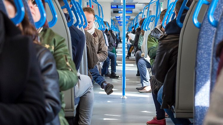 Interior of new Moorgate train 25.03.19 - portrait
