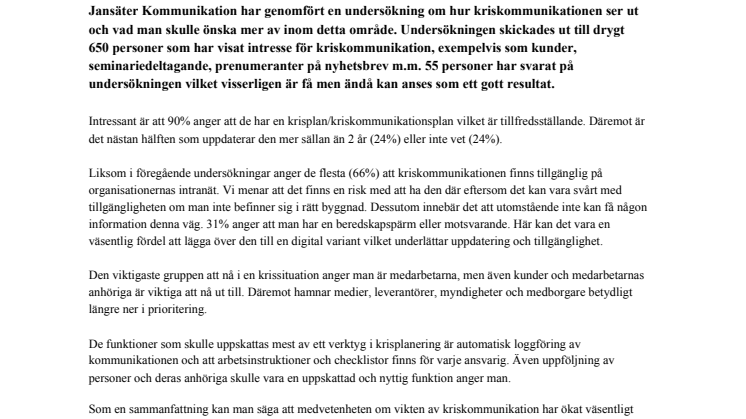Medvetenheten om vikten av kriskommunikation har ökat