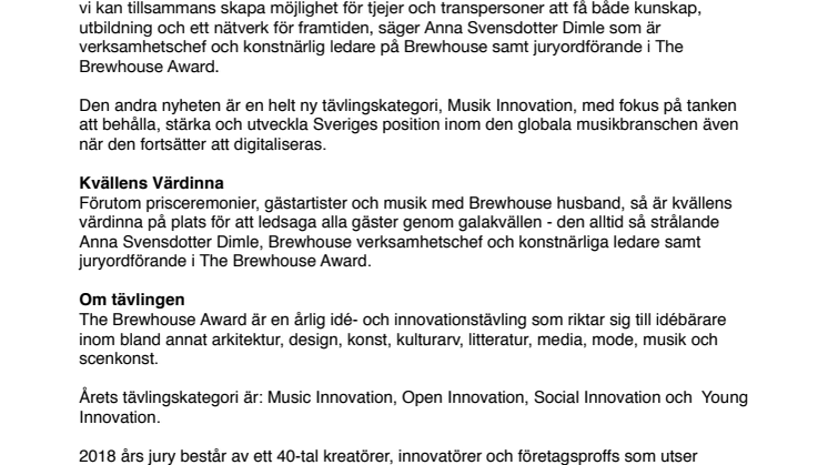 The Brewhouse Award - två nyheter och en värdinna