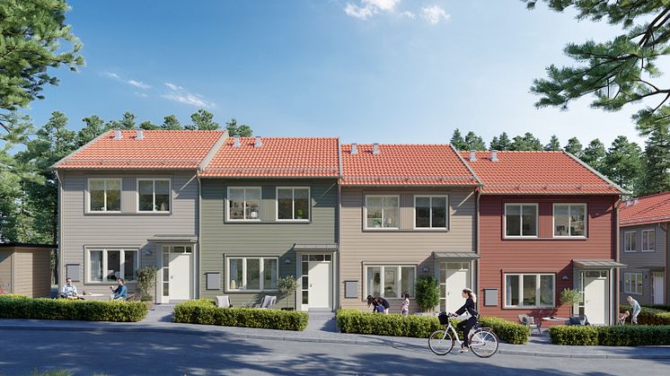 Gatuvy över Brf Tallbäcken. Foto: 3dVision
