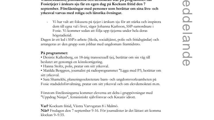 Spännande livsval ska inspirera Fosietjejer