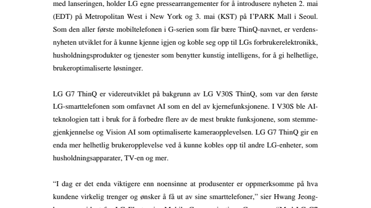 LG LANSERER DEN SJUENDE GENERASJONEN I G-SERIEN I MAI
