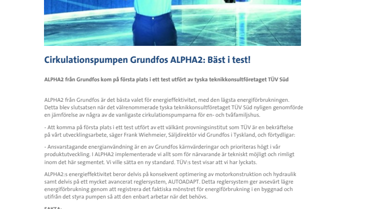 Grundfos ALPHA2 - Bäst i test