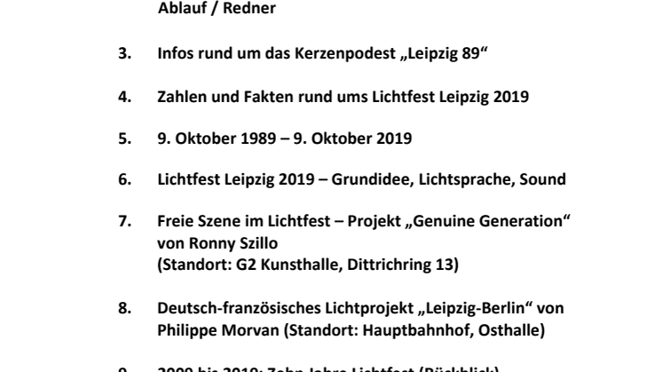 Informationen für Medienvertreter zum Lichtfest Leipzig