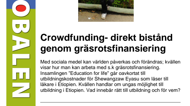 Crowdfunding – gräsrotsfinansiering för direkt bistånd