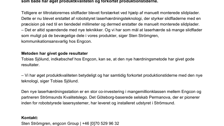 Laserteknologi styrker Engcons tiltrotatorer