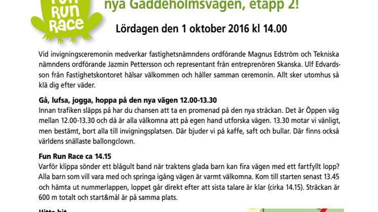 Inbjudan invigning nya Gäddeholmsvägen