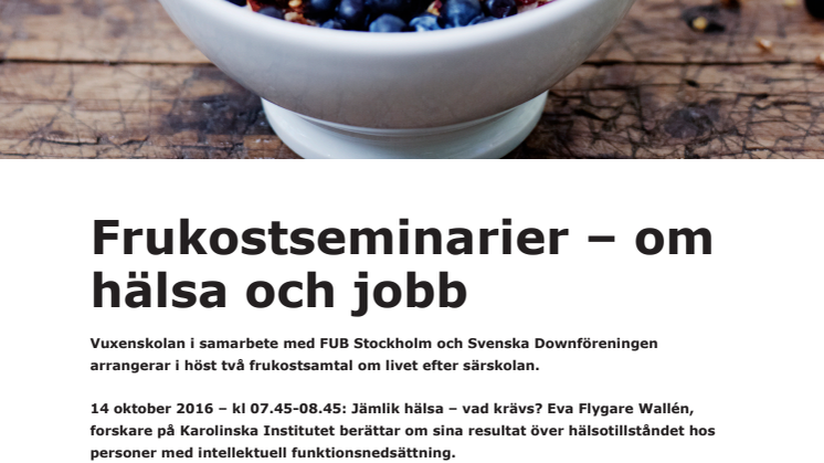 Frukostseminarier – om hälsa och jobb