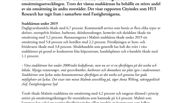 Malmös stadskärna stod sig i konkurrensen om kunderna – både före och under coronakrisen