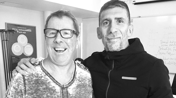 Micke Hofstedt och Carlos Stråberg Romeo, utbildare i hot och våld.
