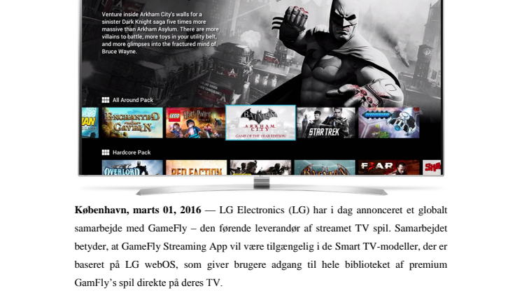  LG OG GAMEFLY BRINGER STREAMET GAMING TIL WEBOS SMART TV