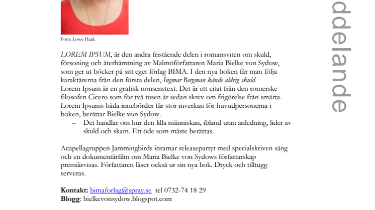 Stadsbiblioteket i Malmö: Releaseparty för LOREM IPSUM med författaren Maria Bielke von Sydow