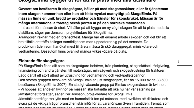 SkogsElmia bygger ut för att få plats med alla utställare