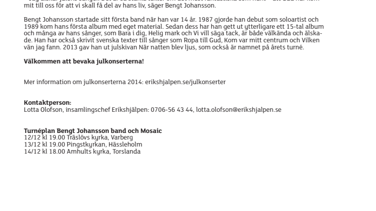 Julkonsert med Bengt Johansson