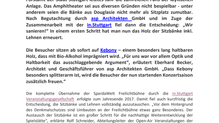Hochwertige Sanierung mit Kebony Holz - SpardaWelt Freilichtbühne hat neue Sitzplätze 