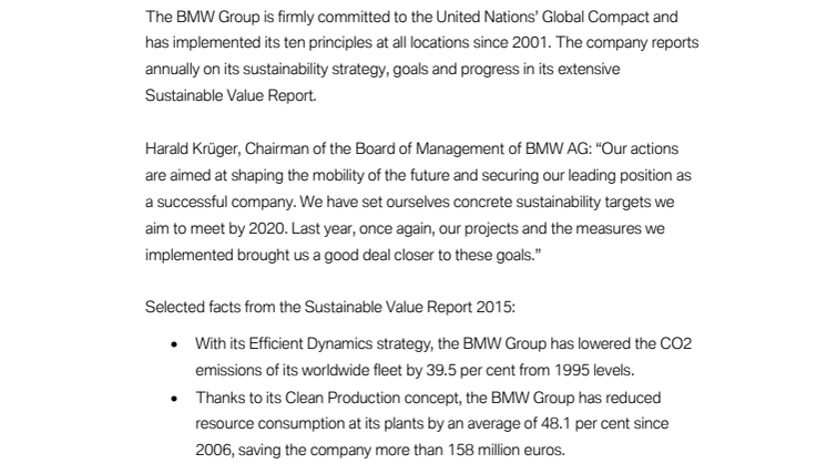 BMW Group Sustainable Value Report 