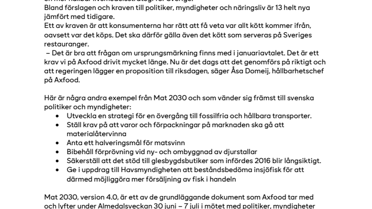 Axfood i Almedalen: Visa varifrån köttet kommer