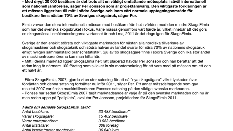 Elmia Woods lillasyster blir största skogsmässan 2011
