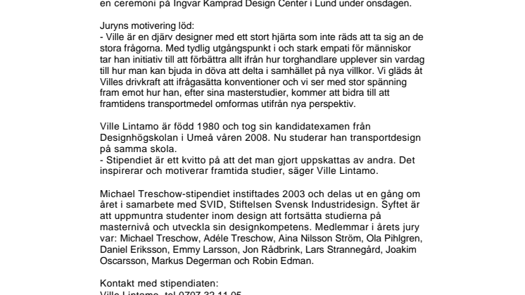 Ville Lintamo, student vid Umeå universitet är årets Michael Treschow-stipendiat