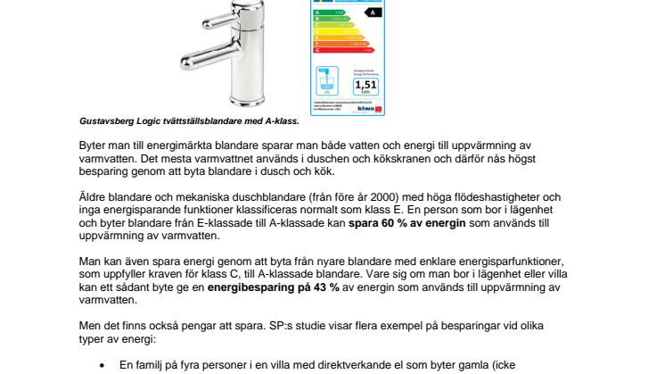 Byt blandare och spara tusenlappar varje år