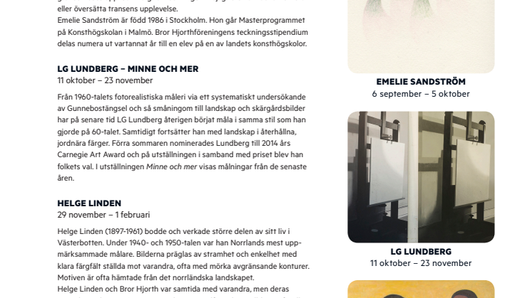 Höstens utställningar i Bror Hjorths Hus 2014