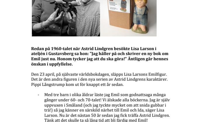 Nu kommer Lisa Larsons Emil i Lönneberga!