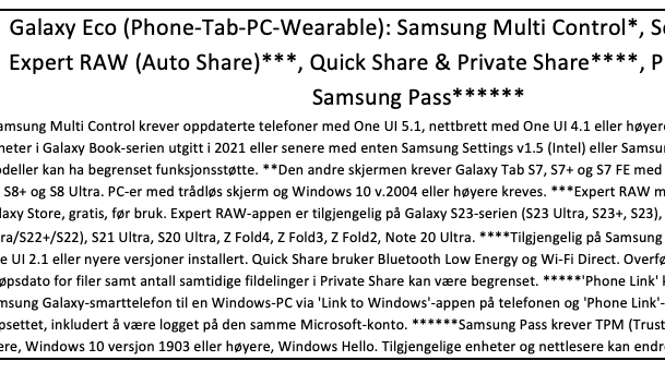 Samsung Galaxy Book3 Ultra - Spesifikasjoner 2