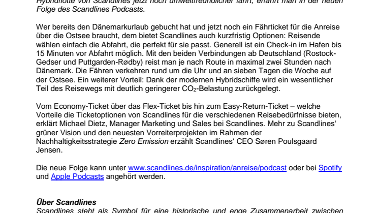 Reisen fürs Ohr: Schnell und flexibel gen Skandinavien – neue Podcast-Folge von Scandlines online